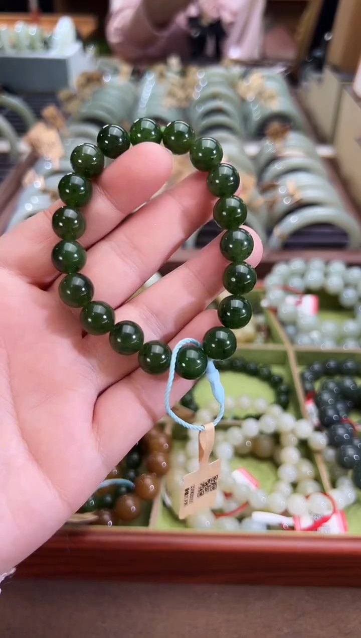 未镶嵌手串和田玉木孜塔格碧玉手串卡10