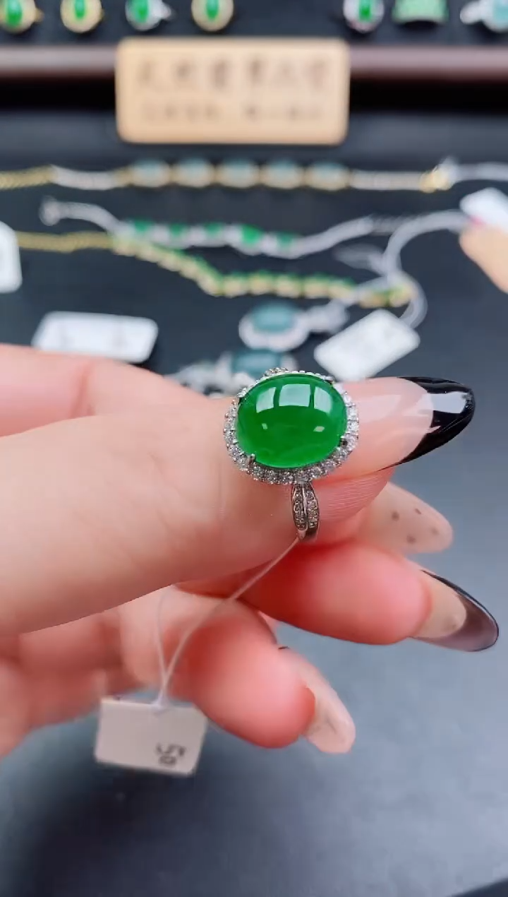 银S925镶嵌戒指翡翠1