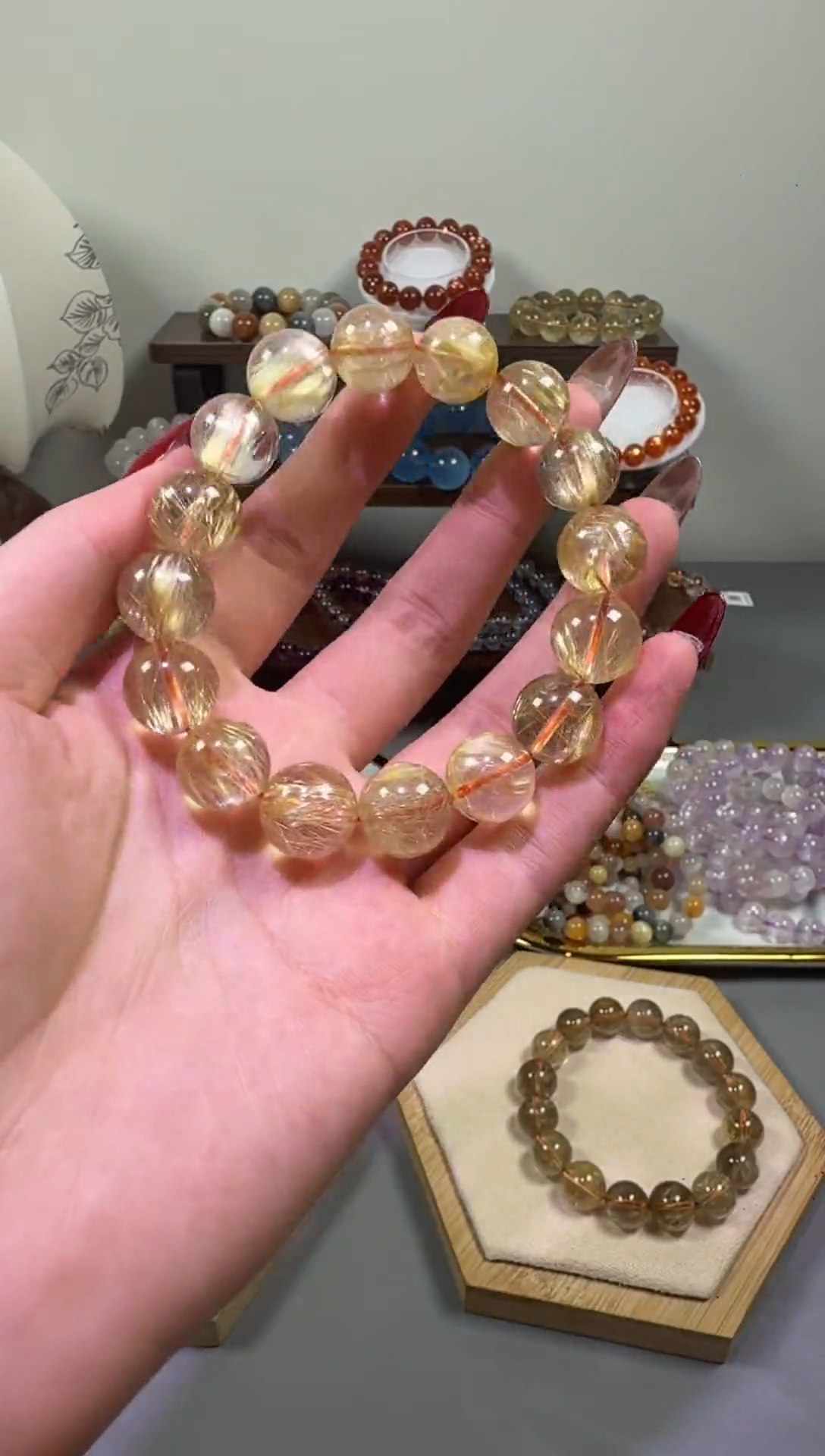 水晶摆件未镶嵌维纳斯金发晶手串