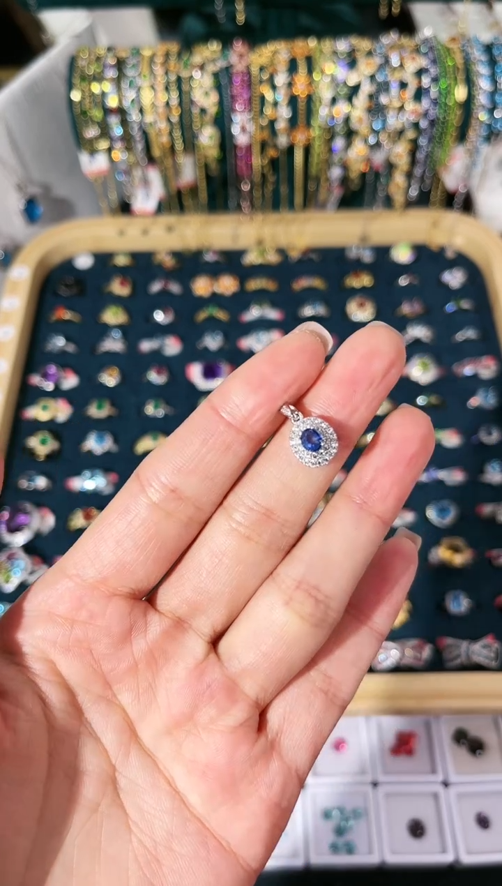 【闪购商品】蓝宝石吊坠(不含链)银S925镶嵌D-035