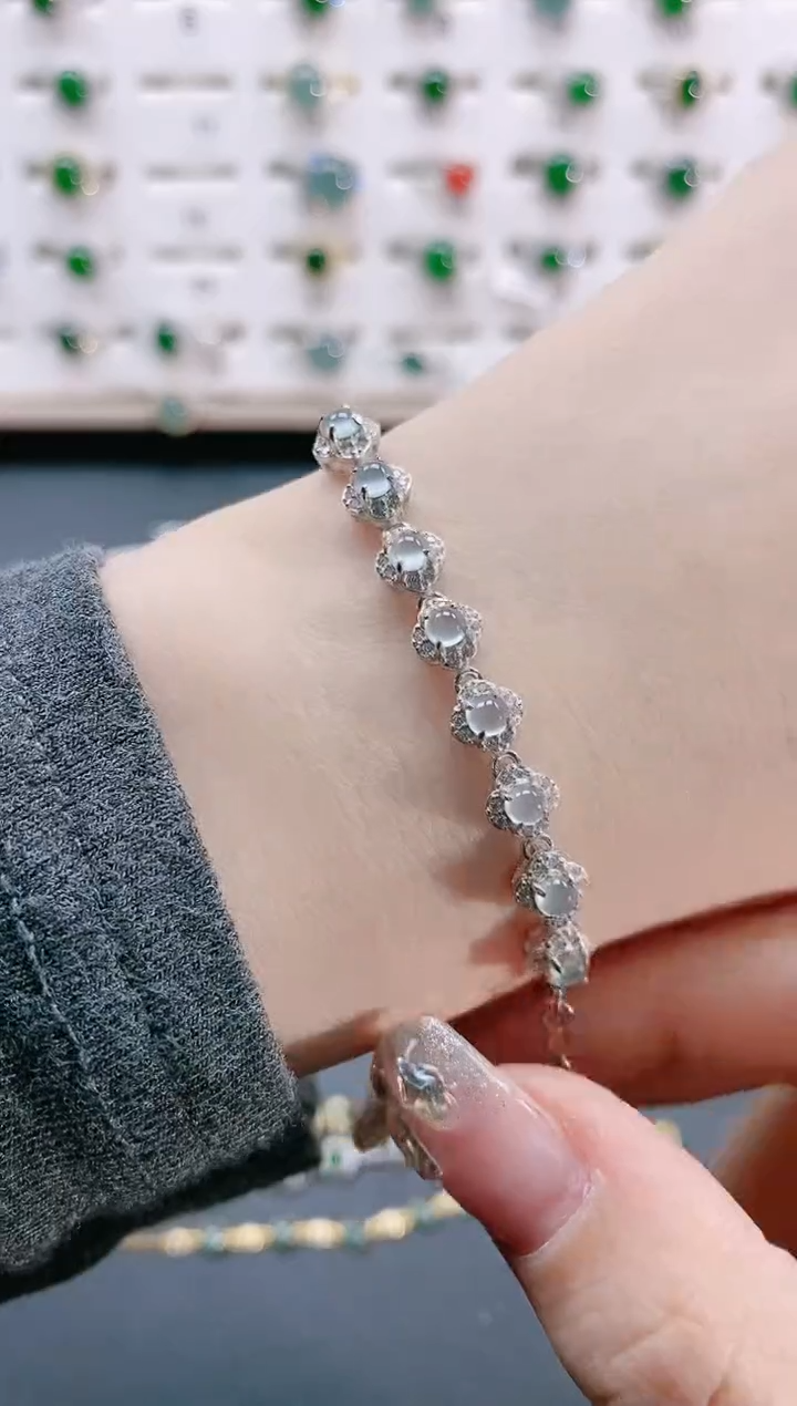 【闪购商品】翡翠手链银S925镶嵌天然翡翠
