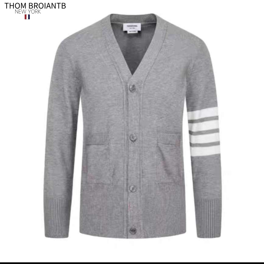 THOM BROIANTB【官方正品】TB纯色开衫四条纹V领羊毛衫