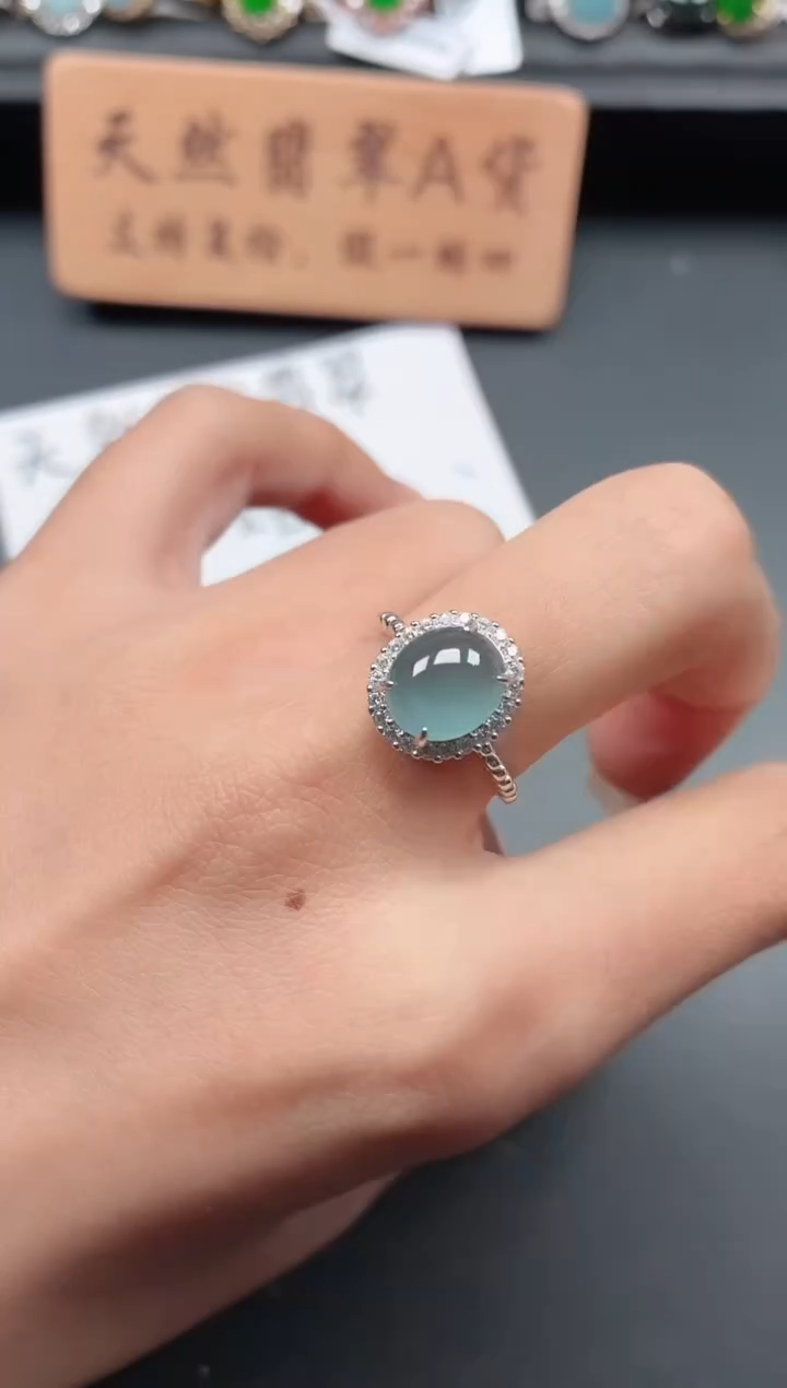 银S925镶嵌戒指翡翠111