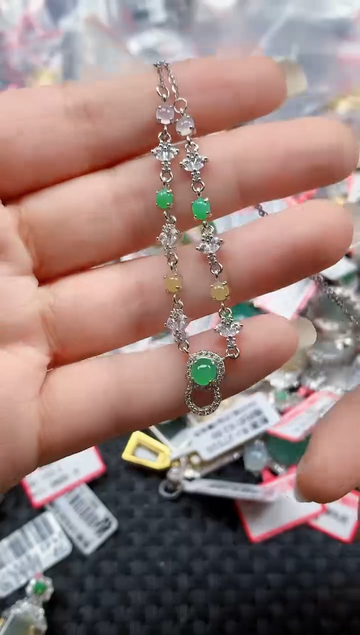 银S925镶嵌戒指翡翠天然A货缅甸翡翠