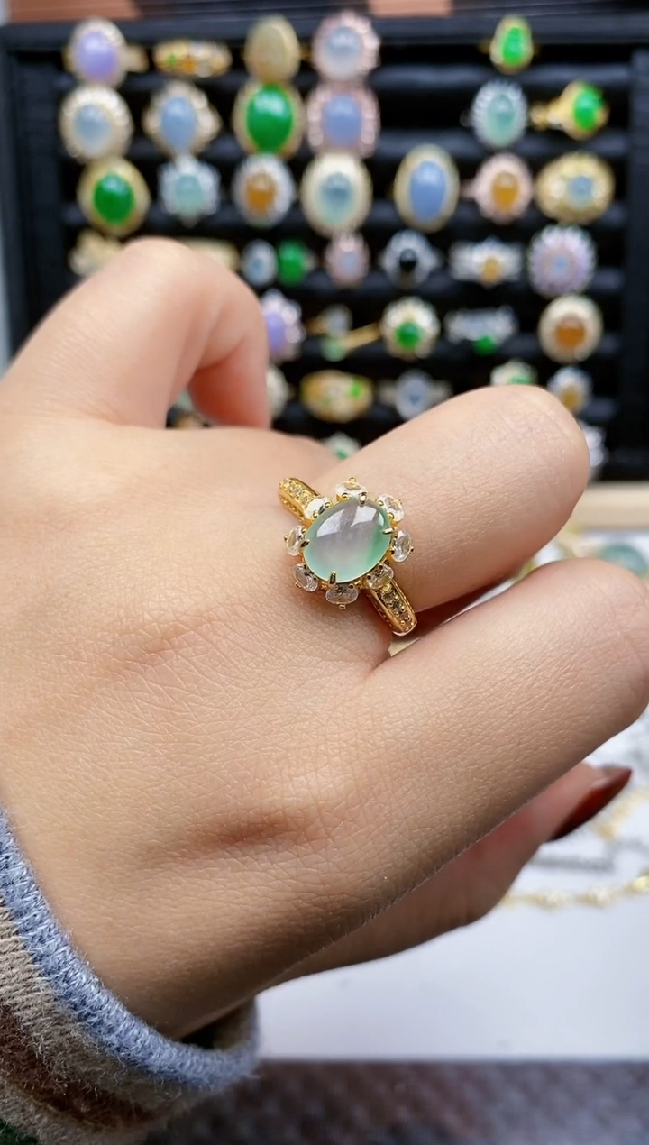 银S925镶嵌戒指翡翠172