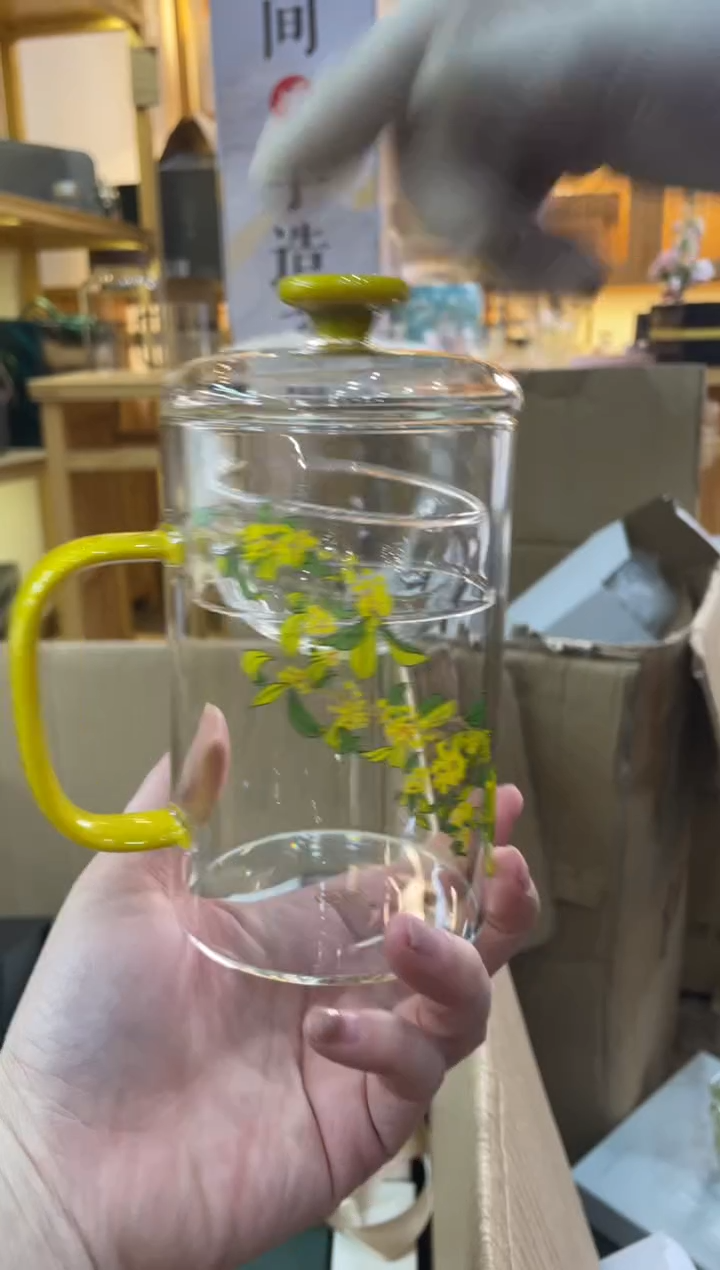 手工艺品玻璃青瑶办公杯桂花柠檬黄