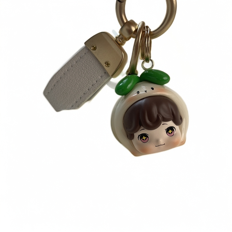 DIY手工萌粒大蒜钥匙扣挂链时尚可爱皮扣钥匙扣