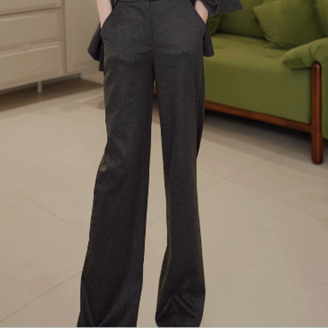 GIRDEAR/哥弟通勤简约质感气质百搭高腰直筒长裤110068