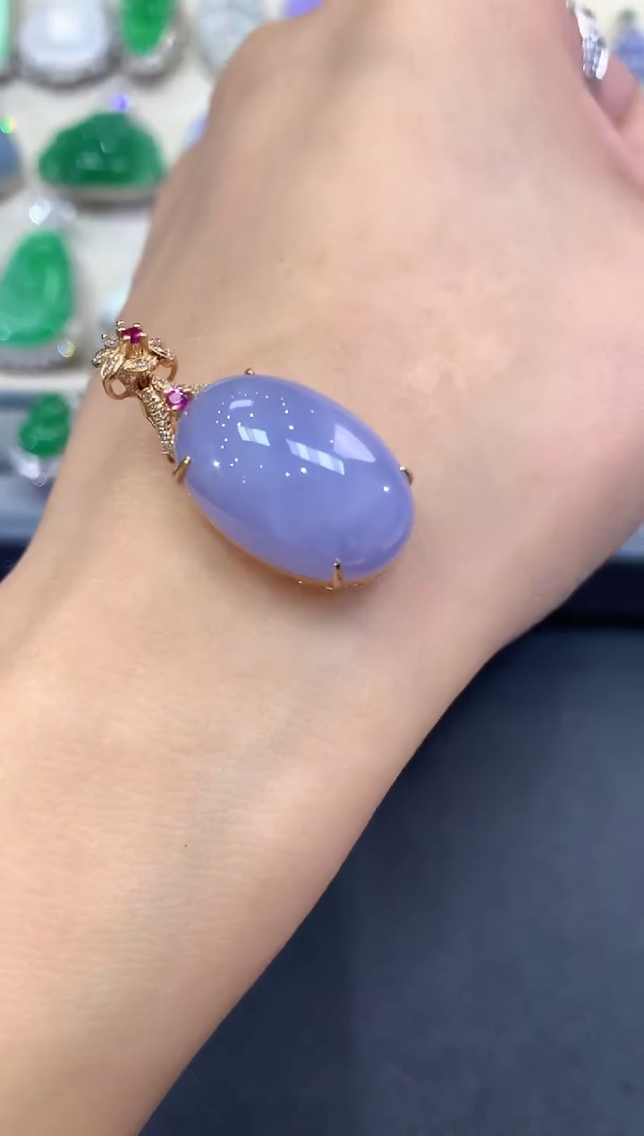 【闪购商品】翡翠吊坠(不含链)18K金镶嵌a81紫货有色差