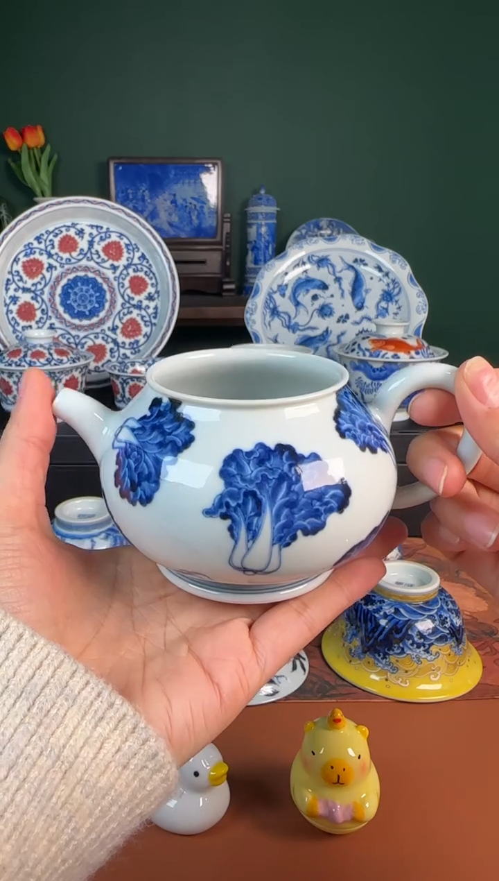 【闪购商品】杯水造 青花白菜 公道壶 