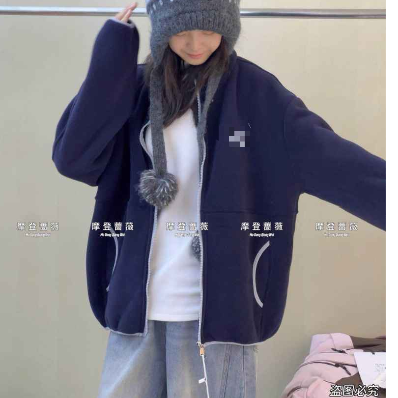 摩 2025【X】12月22日藏青色男女童潮牌刺绣外套6312-