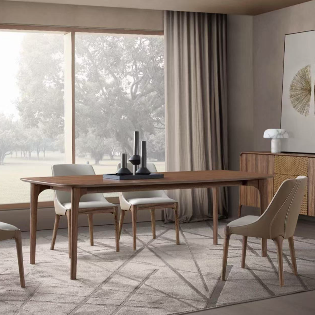 楷模-安格餐台餐椅胡桃木现代简约餐厅（展厅样品）