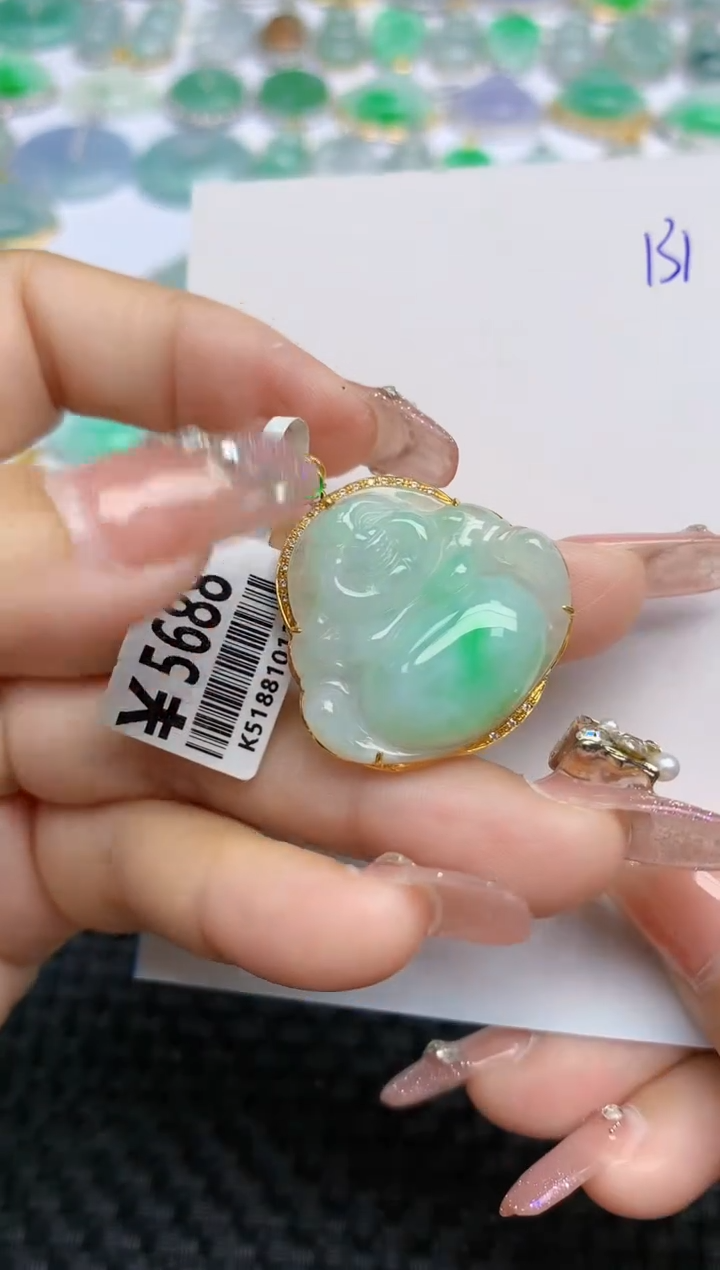 【闪购商品】翡翠颈饰18K金镶嵌天然A货翡翠 131