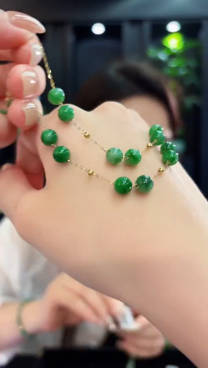 18K金镶嵌手链翡翠缅料A货/多样性发货/一件