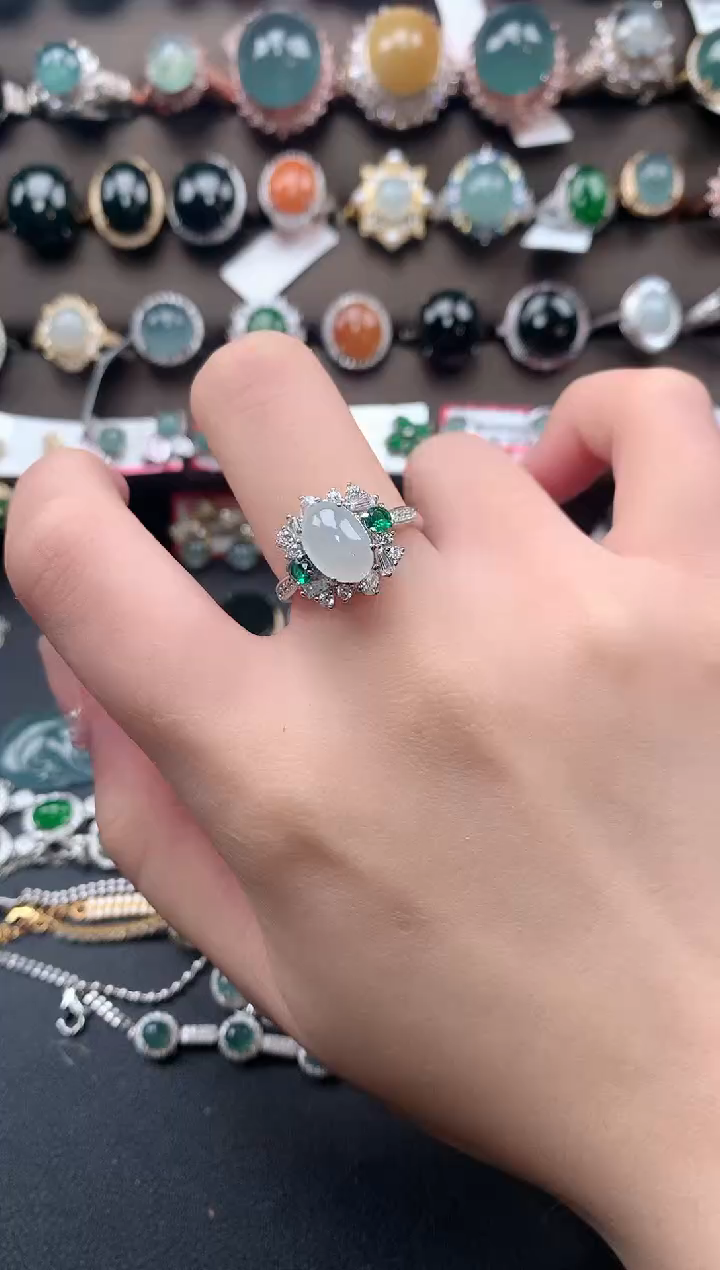 【闪购商品】翡翠戒指银S925镶嵌561241