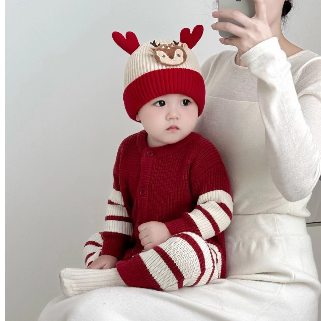 婴儿帽子秋冬季可爱卡通男女宝宝套头帽保暖加厚毛绒帽户外防寒冬