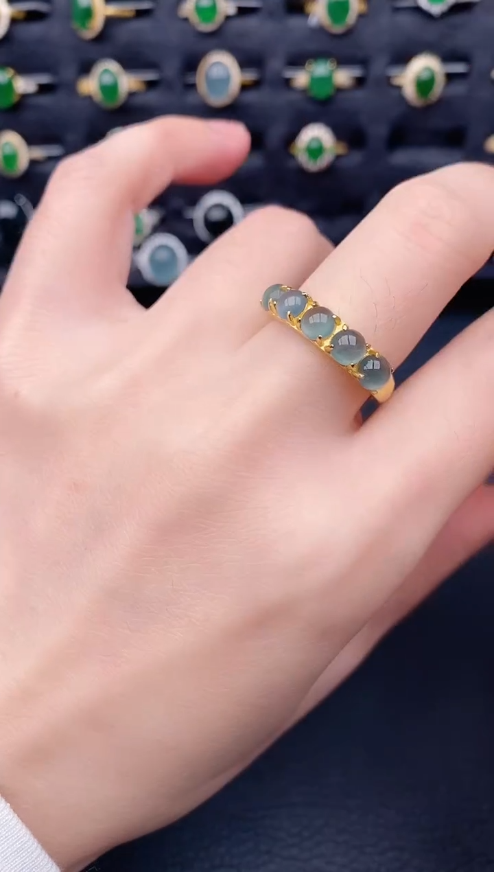 银S925镶嵌戒指翡翠天然a货翡翠28