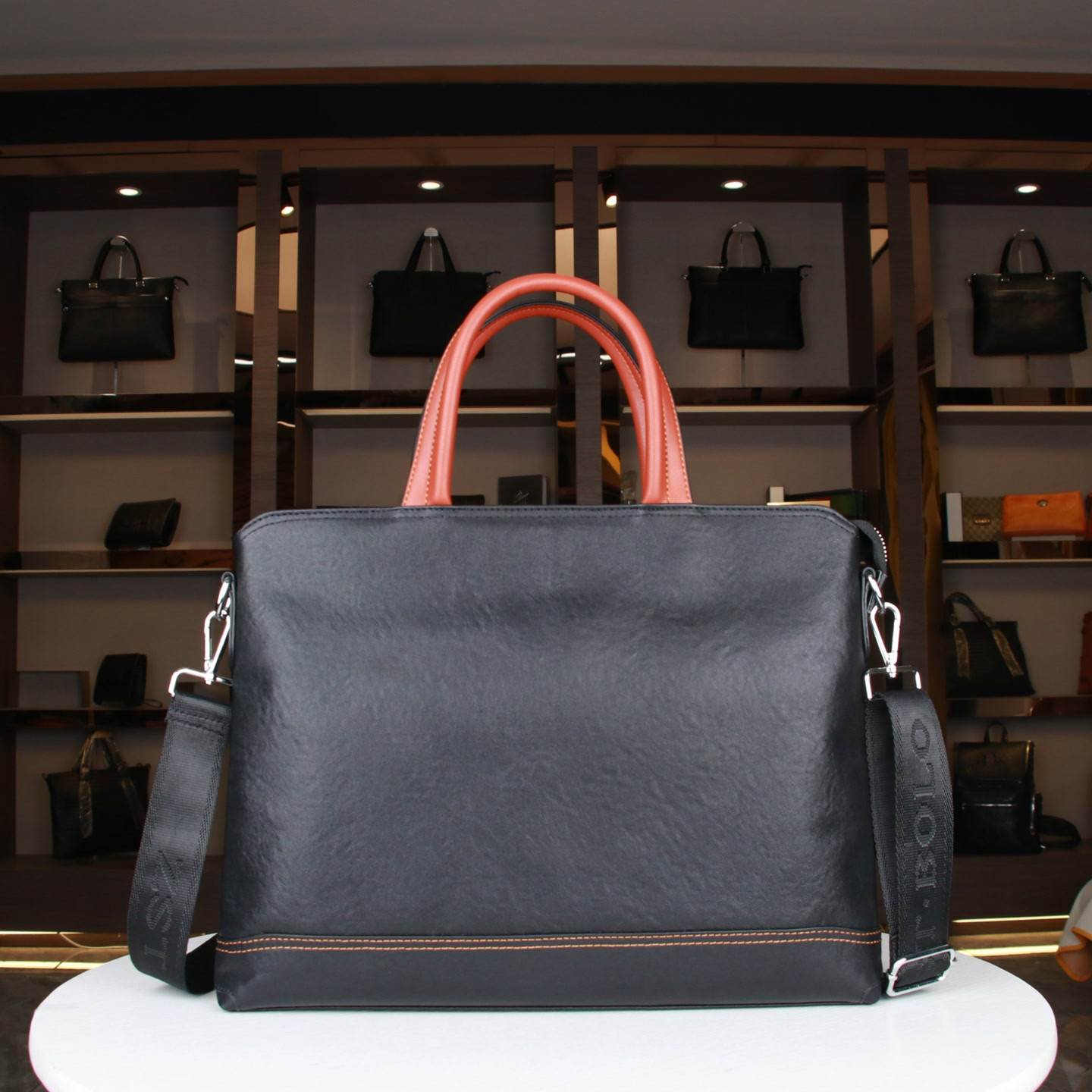 男士商务头层牛皮全植鞣棕手提公文包7038