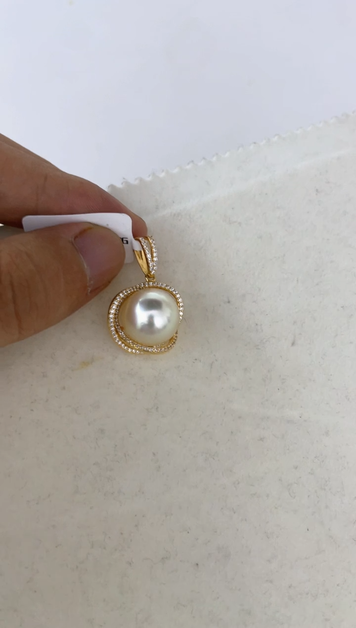 海水珍珠银S925镶嵌颈饰吊坠13-14