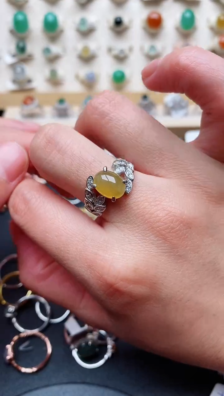 【闪购商品】翡翠戒指银S925镶嵌天然翡翠222  7+