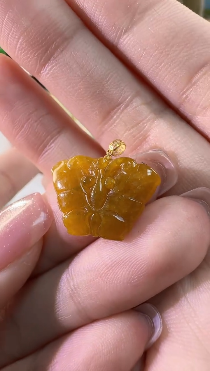 【闪购商品】翡翠颈饰18K金镶嵌缅甸翡翠A货挂件