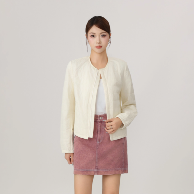 AMASS/阿玛施秋冬季新款简约单排扣横条绗缝轻薄棉服外套540048