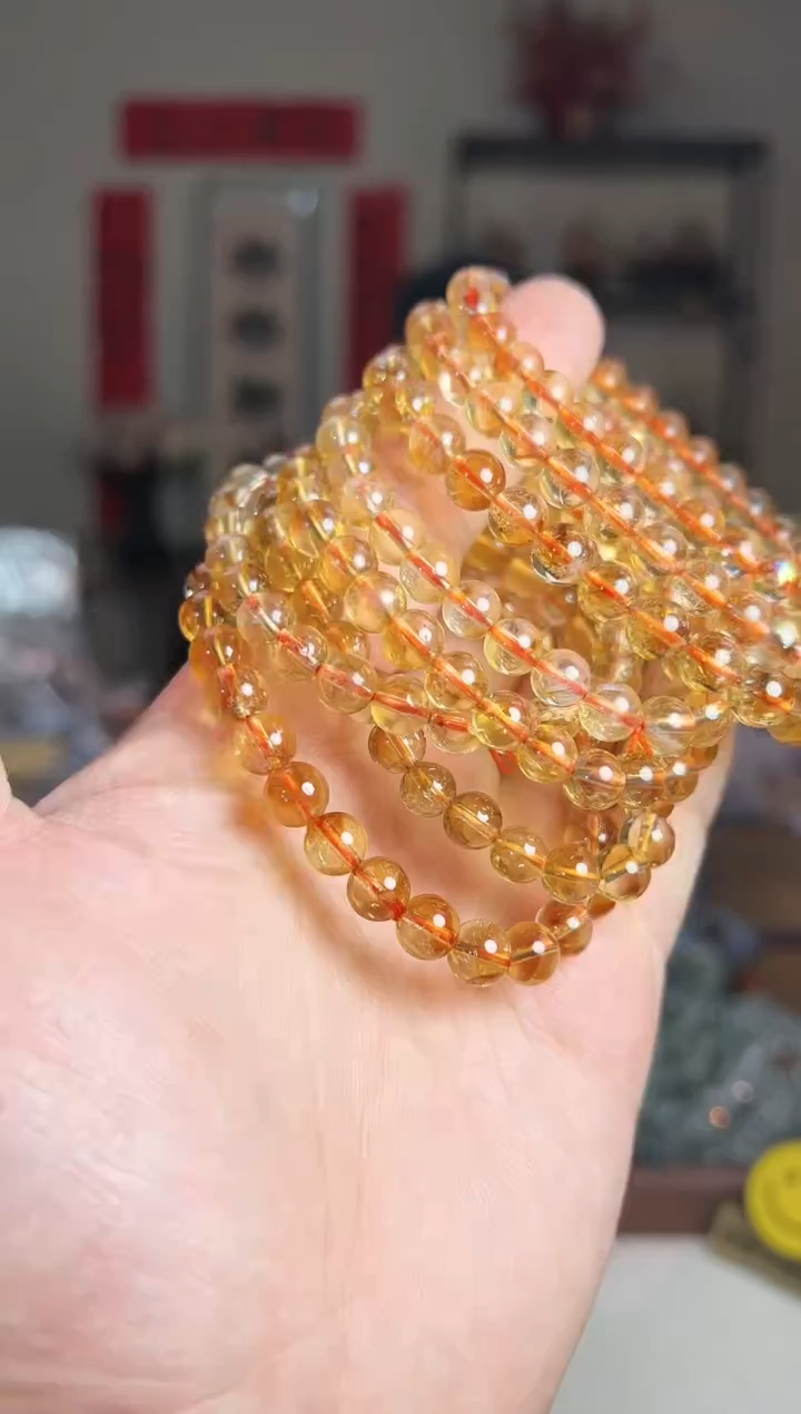 【闪购商品】黄晶手链未镶嵌7mm＋巴西黄金红手串（多样性发其一）