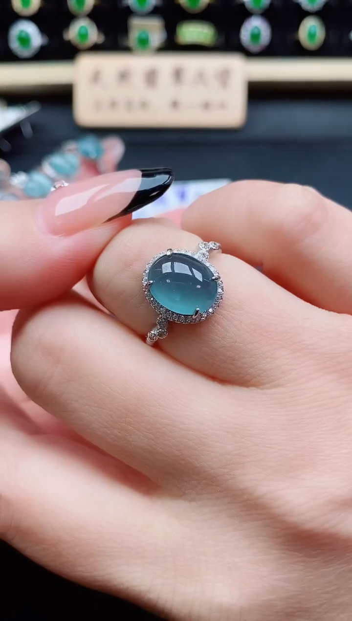 银S925镶嵌戒指翡翠1