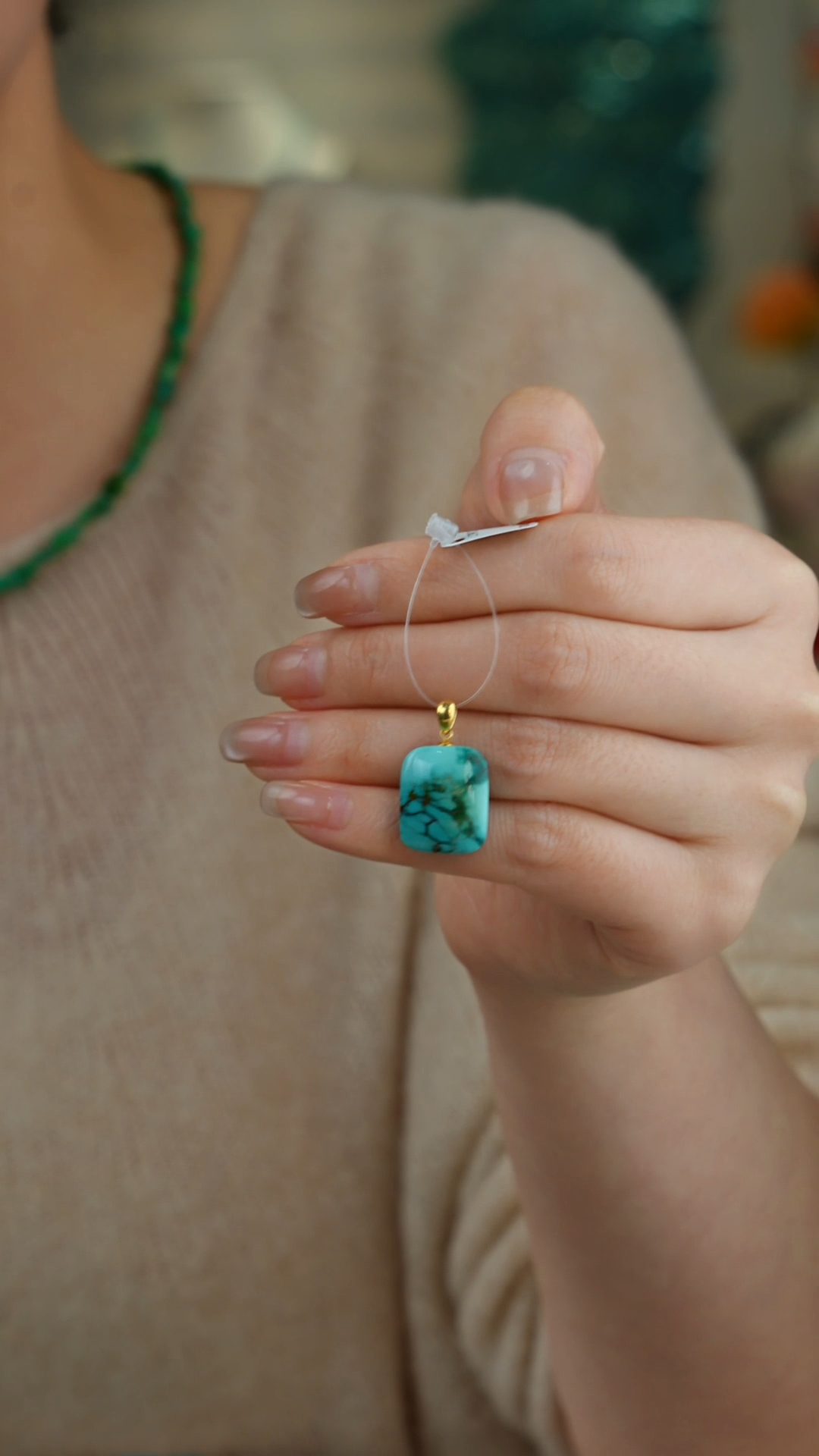 【闪购商品】绿松石吊坠(不含链)18K金镶嵌1