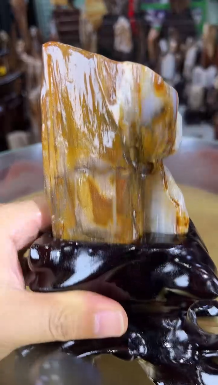 缅甸天然树化玉精品摆件