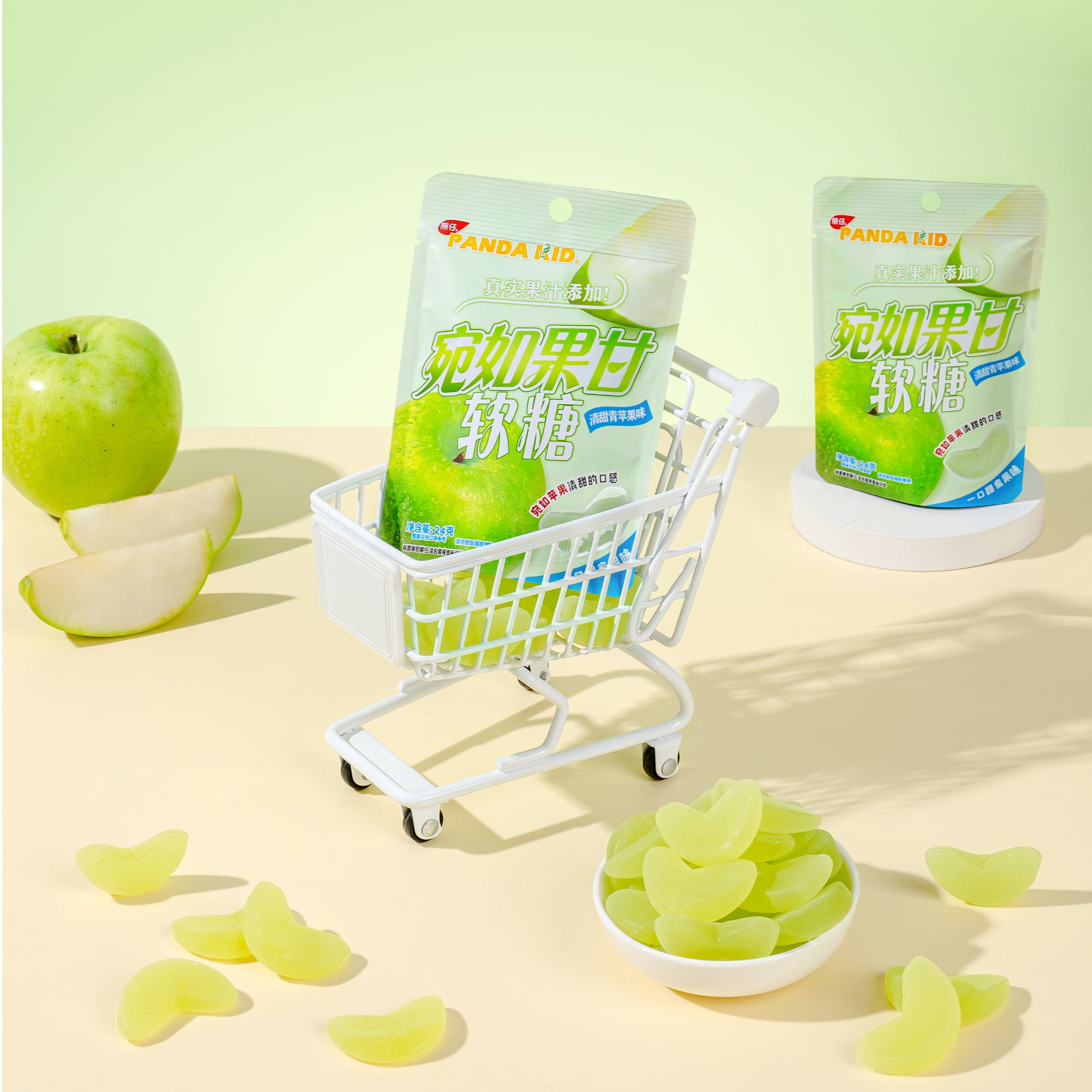 熊仔 宛如果甘青苹果片软糖12袋加酸真果汁休闲办公解馋零食