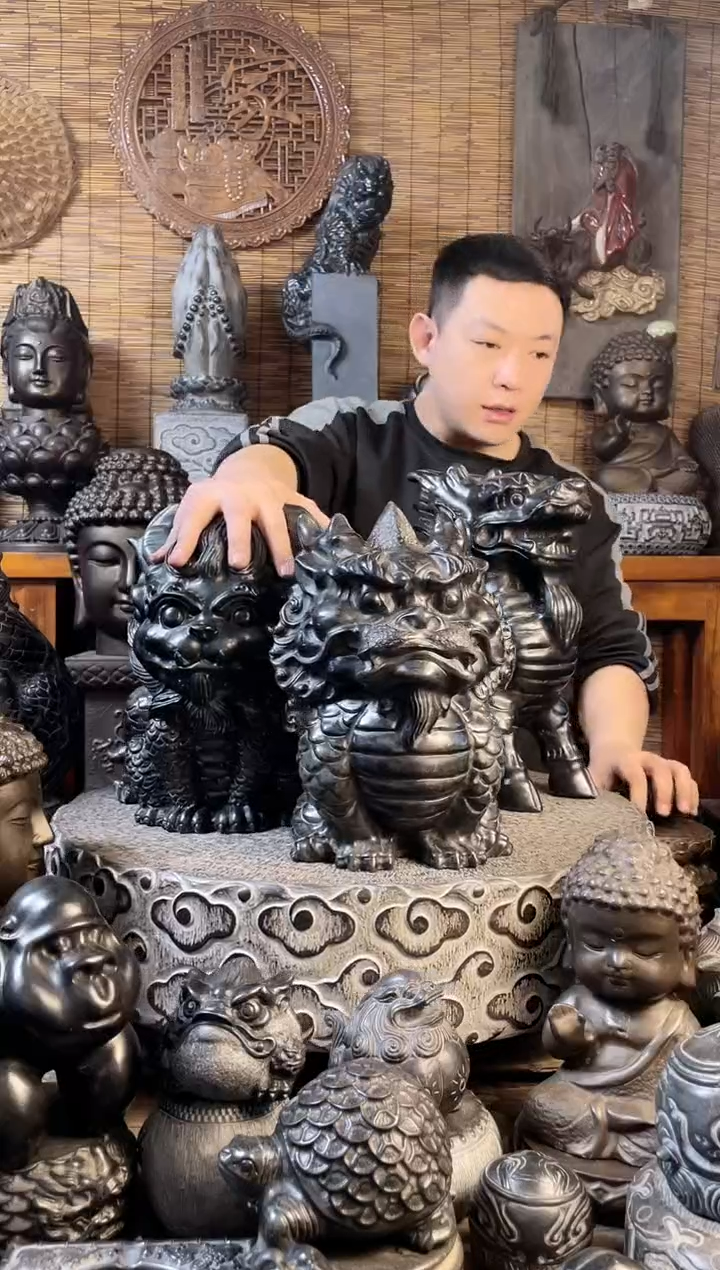 【闪购商品】30Q版麒麟天然青石雕刻
