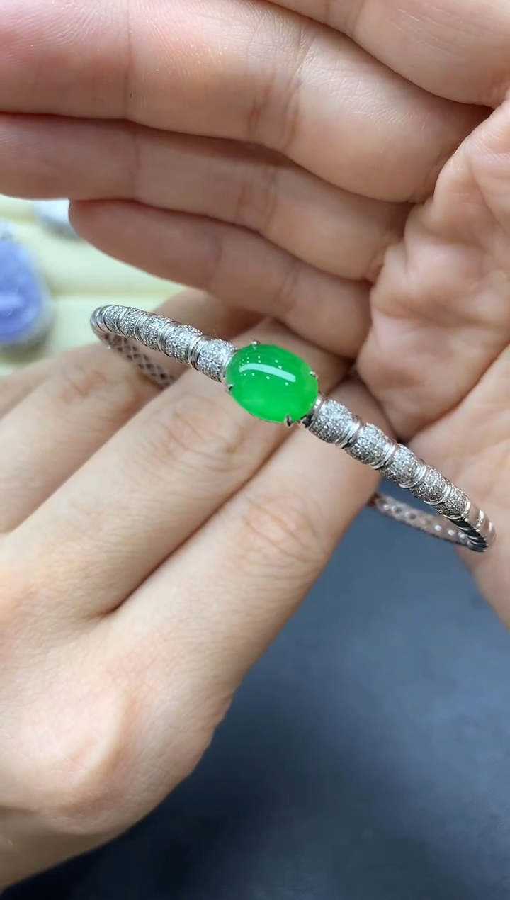 【闪购商品】翡翠手镯18K金镶嵌666-中国好珍宝