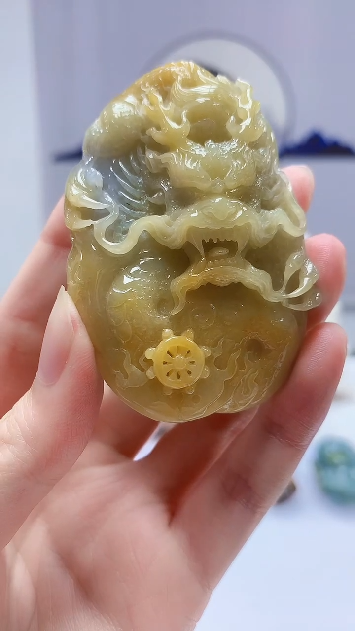 【闪购商品】定制翡翠未镶嵌0405zm-毛货挂件134龙