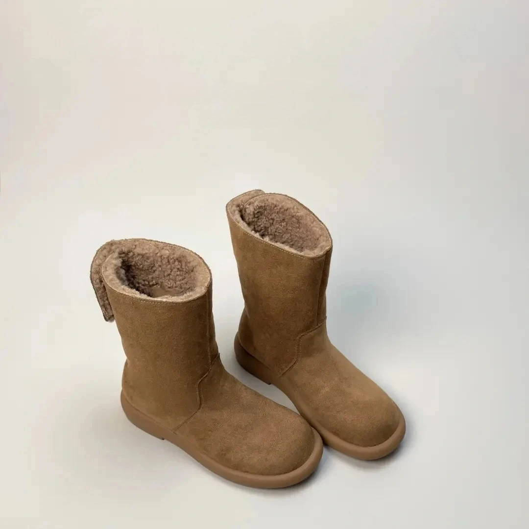 爆款磨砂皮羊羔绒毛毛鞋翻领两穿雪地棉靴短靴显瘦时尚套筒女靴潮