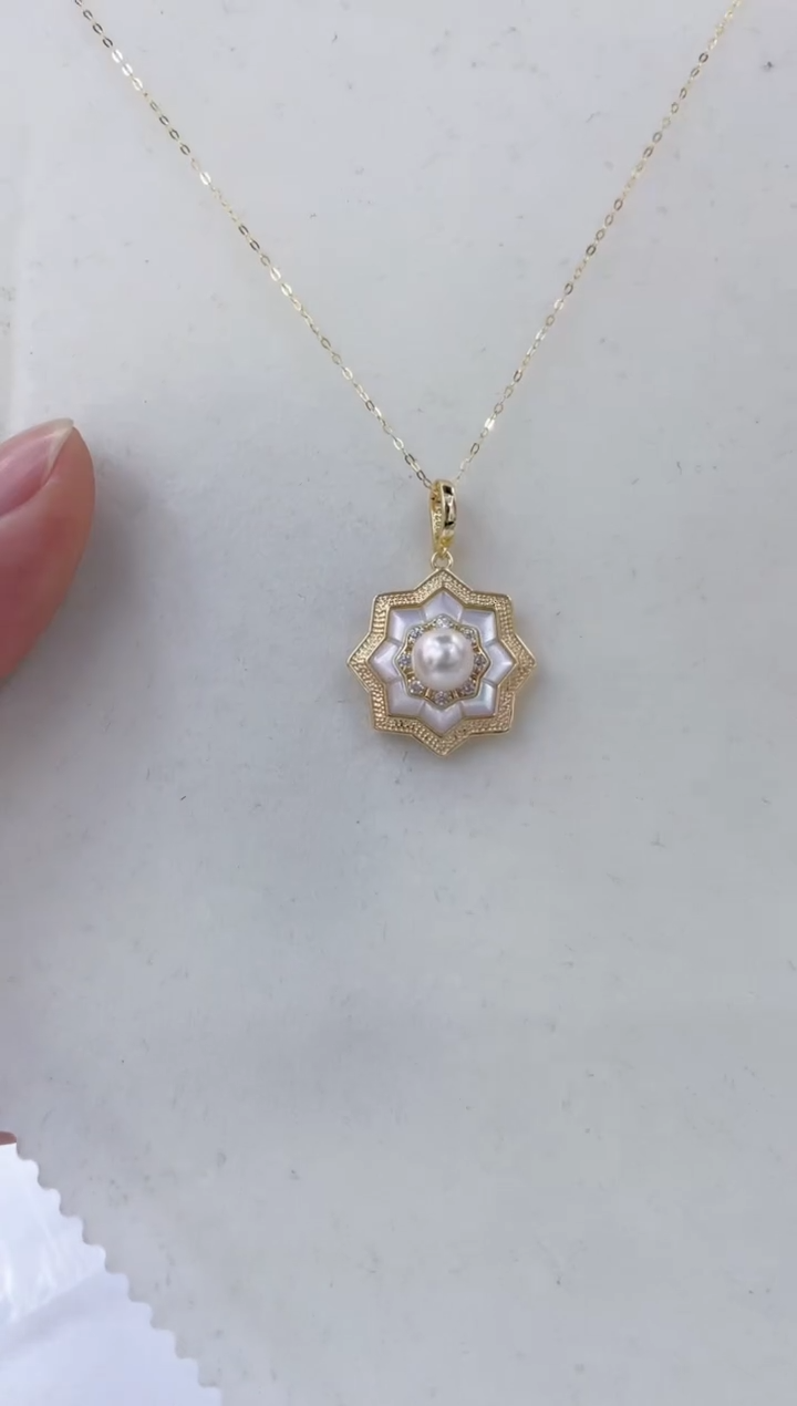 颈饰银S925镶嵌海水珍珠  