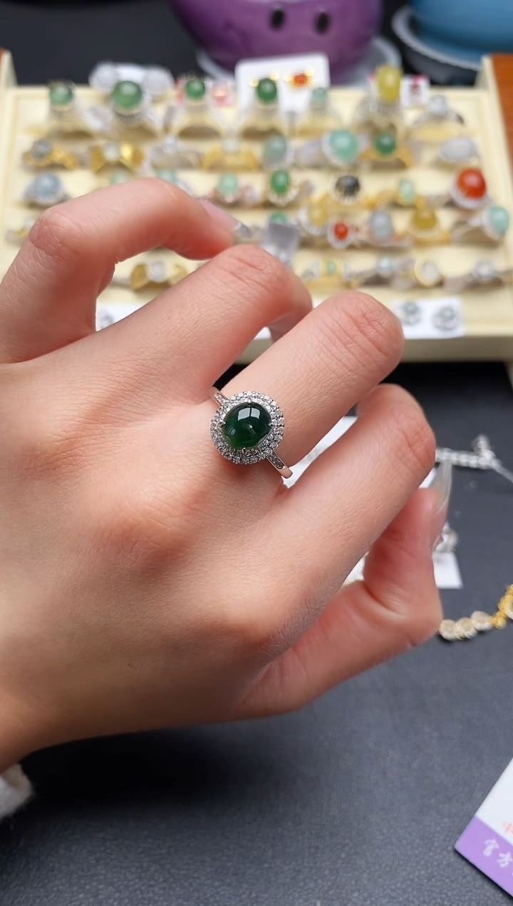 【闪购商品】翡翠戒指银S925镶嵌111111111+10