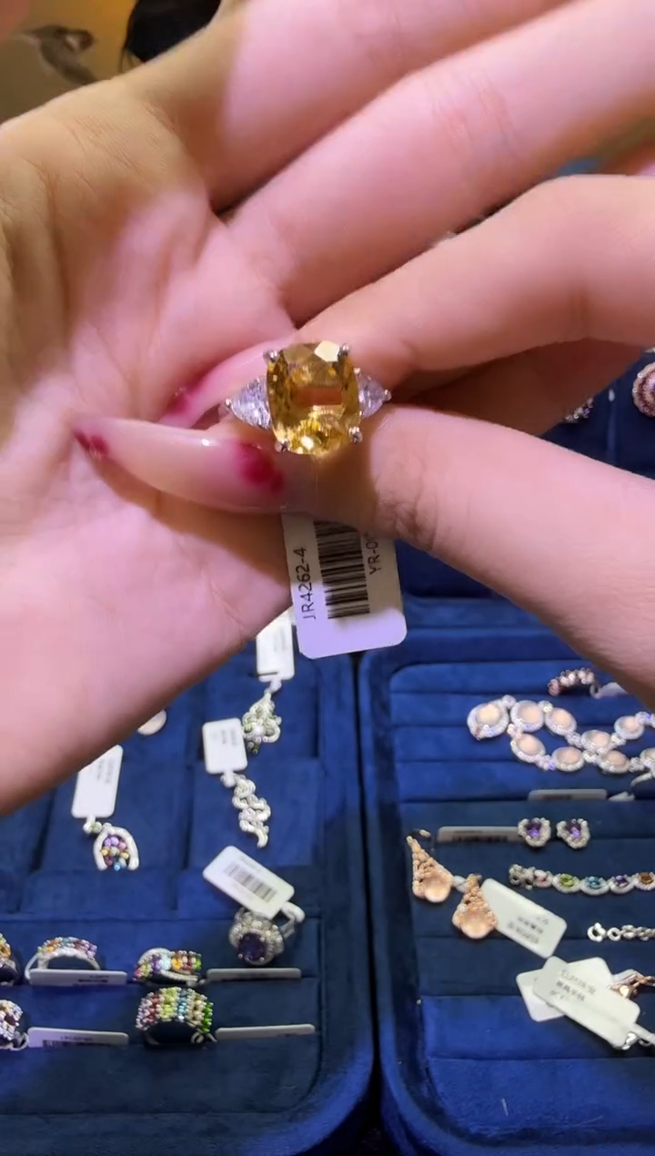 银S925镶嵌戒指黄晶天然宝石