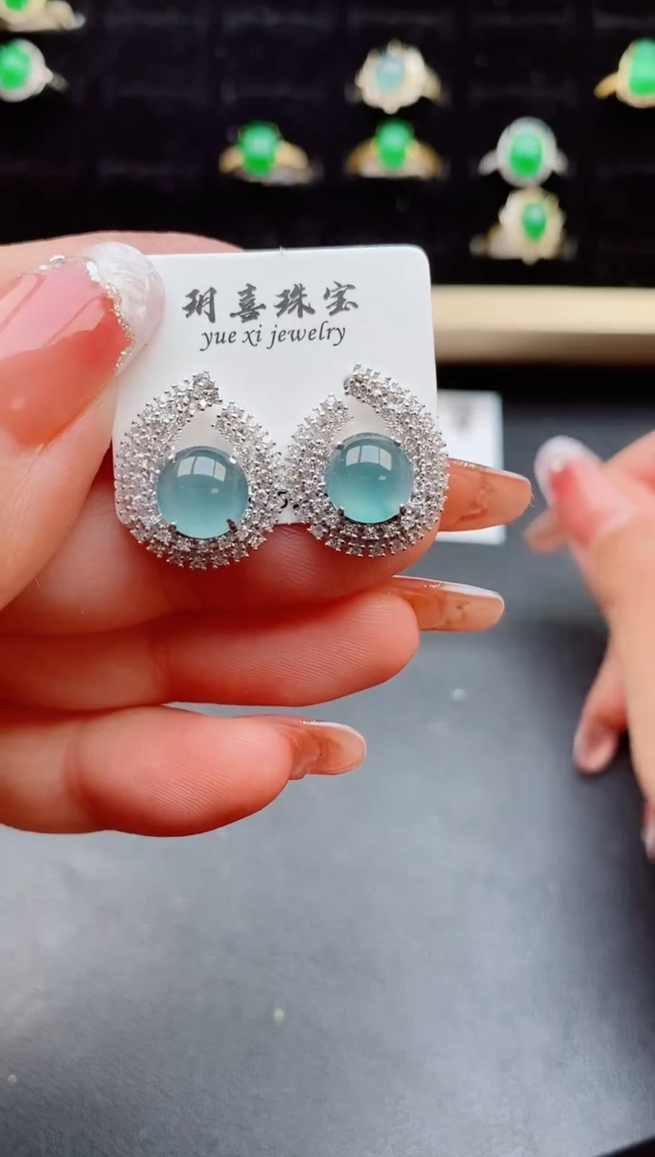 【闪购商品】翡翠耳饰银S925镶嵌508050