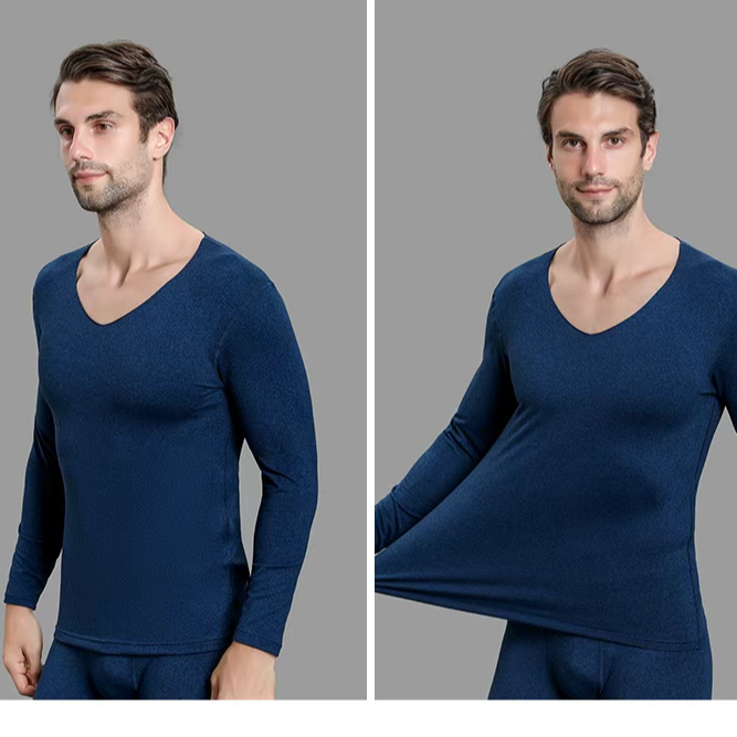 秋衣秋裤单件装内衣圆领秋冬季双面暖绒纯色保暖内衣男