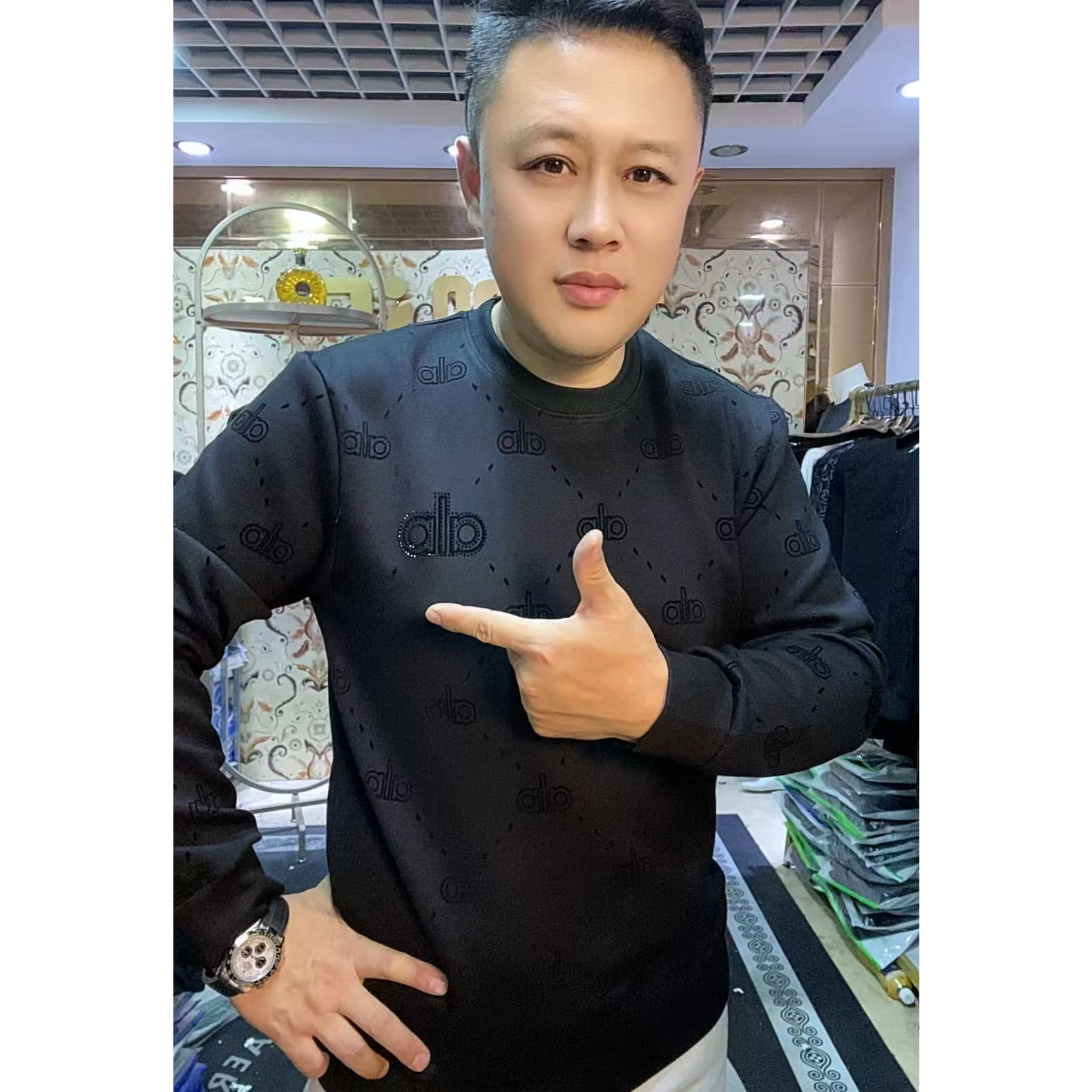 【领士】秋冬新款欧货保暖AL休闲中年男士宽松卫衣2855