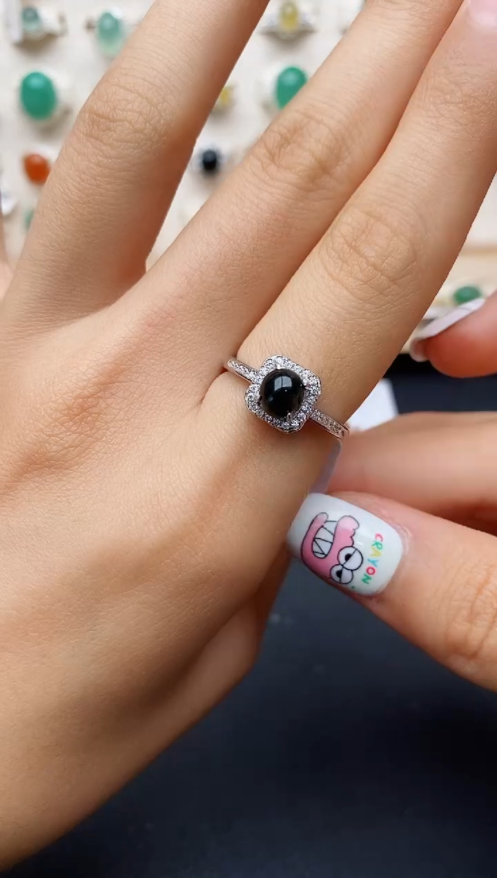 【闪购商品】翡翠戒指银S925镶嵌缅甸翡翠