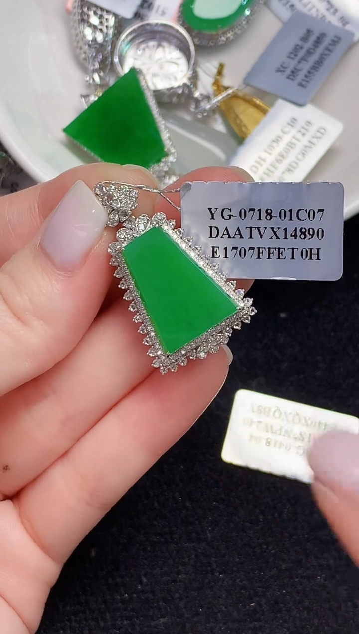 吊坠(不含链)18K金镶嵌翡翠LSR多样性发其一