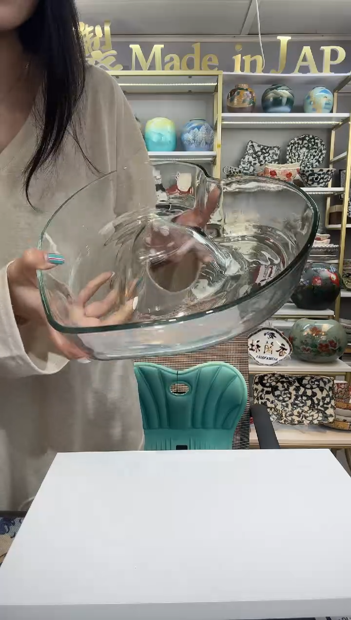 瓷墨西哥利比钢化玻璃心形盘