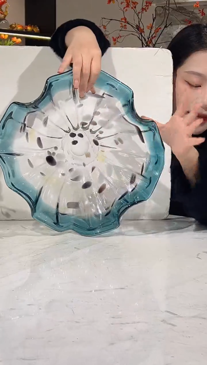 【闪购商品】琉璃蓝色荷叶小果盘