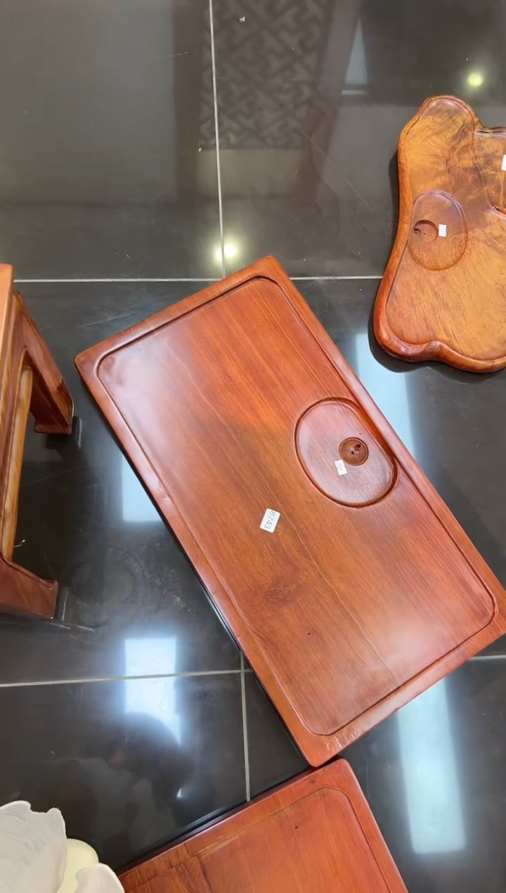 【闪购商品】大果紫檀（缅甸花梨）茶盘8743