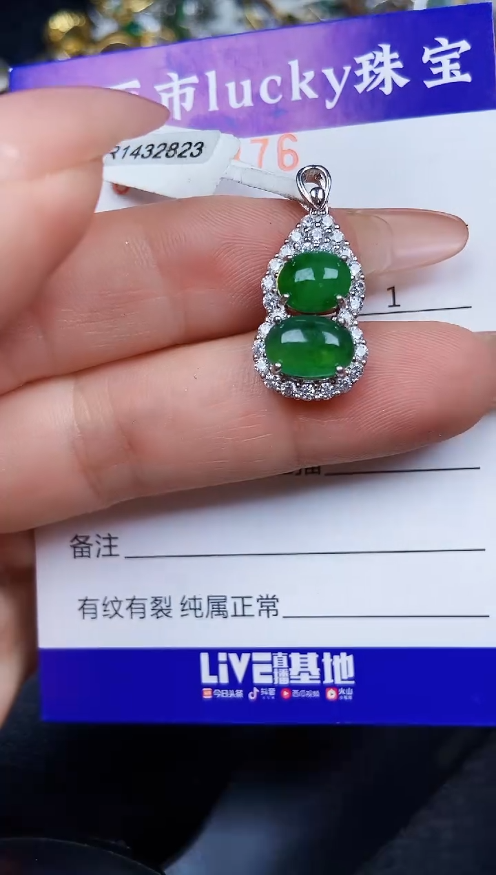 翡翠银S925镶嵌颈饰5876