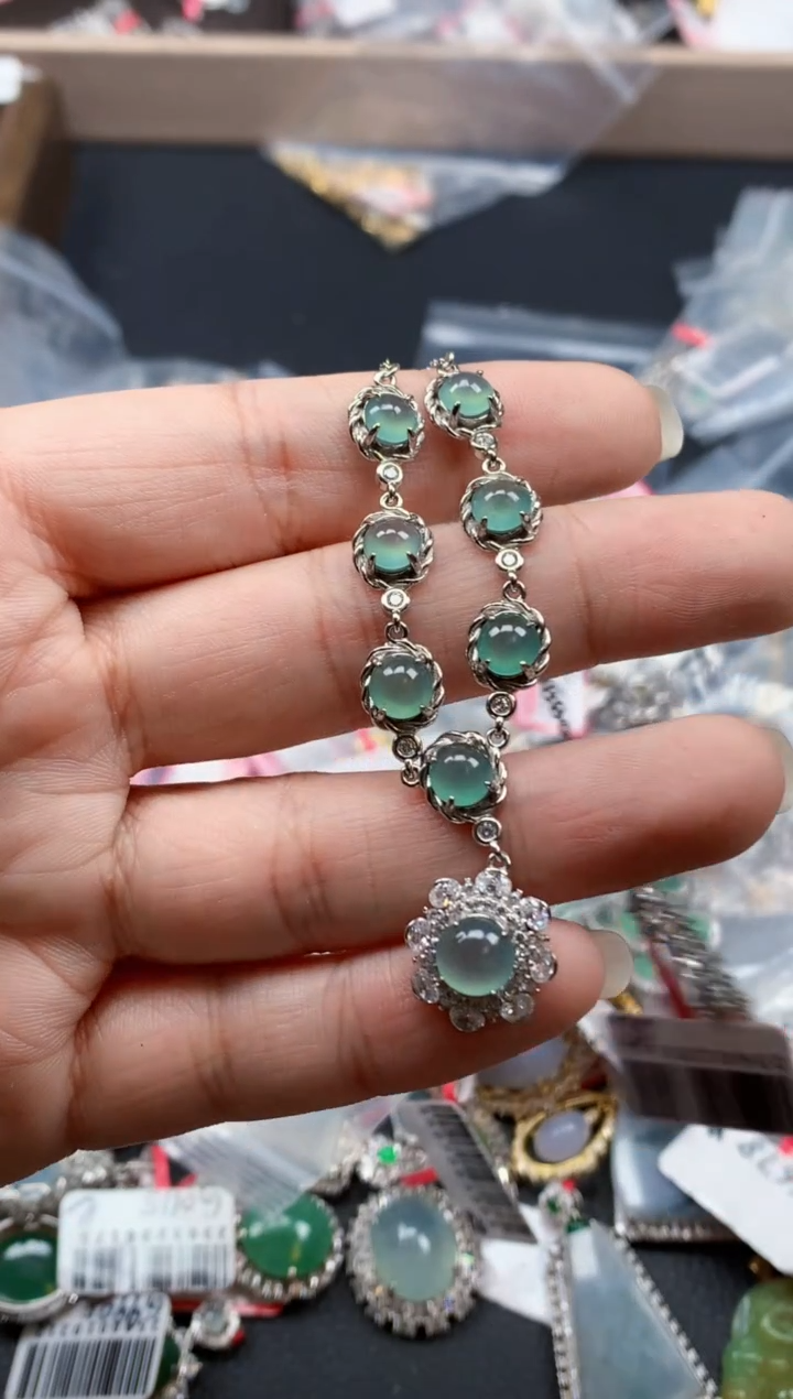 银S925镶嵌戒指翡翠天然A货缅甸翡翠