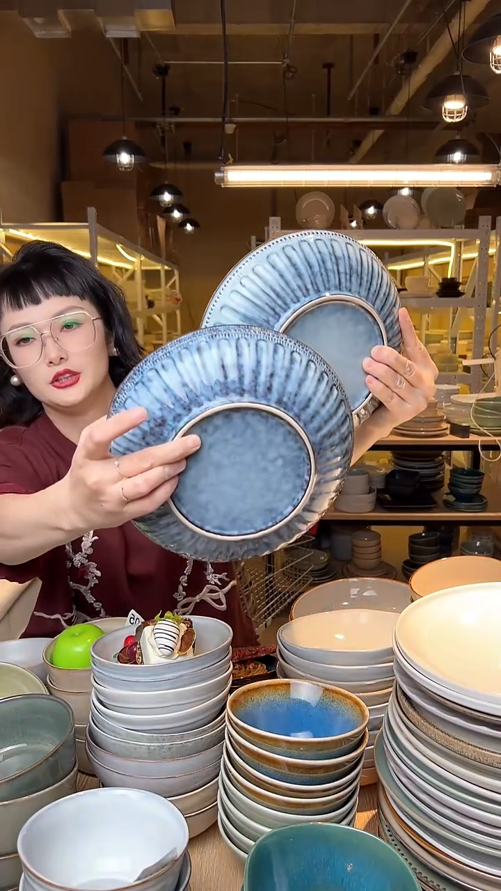 瓷190外贸尾货高温釉下彩陶瓷餐具默认微瑕