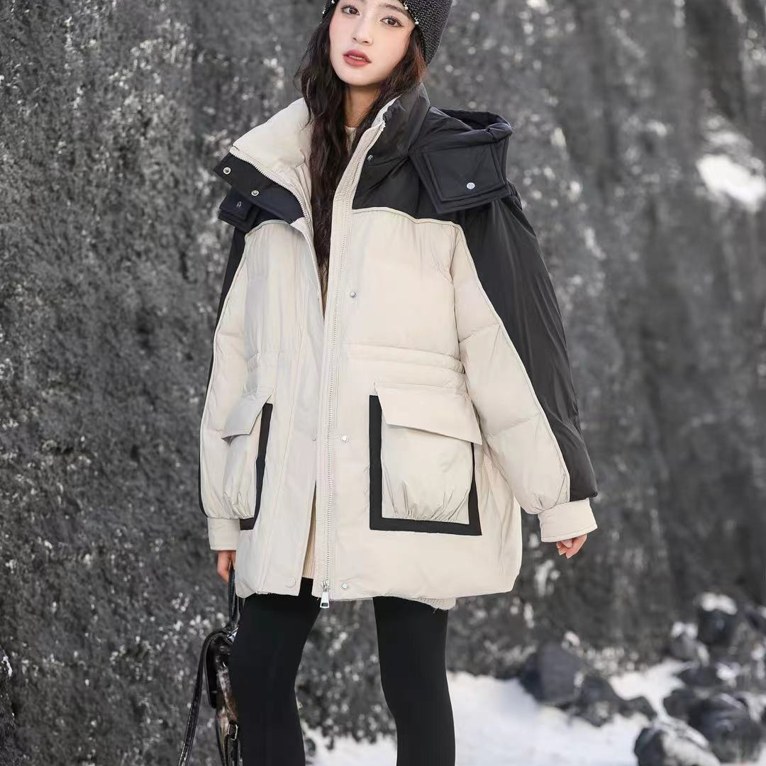 咘 2025【X】1月4日 男童女童时尚杏色连帽羽绒服2336-